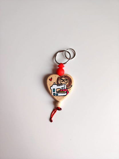 Portachiavi cuore legno