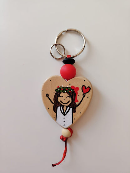 Portachiavi cuore legno